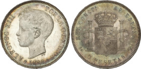 5 Pesetas. 1898. (Leves golpecitos). Pátina en reverso. EBC+/SC-.