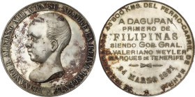 Medalla inauguración 43´800 kms. del Ferrocarril de Manila. 24 Marzo 1891. FILIPINAS. Anv.: REINANDO D. ALFONSO XIII Y EN SU NOMBRE LA REINA REGENTE. ...