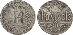 10 Cèntims. 24-IX-1937. Aj. d´OLOT. Fe. (Leves oxidaciones). AC-30; HG-225. MBC+.