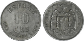 10 Céntimos. III AÑO TRIUNFAL. BURGOS. 4,96 grs. Zinc. SC.