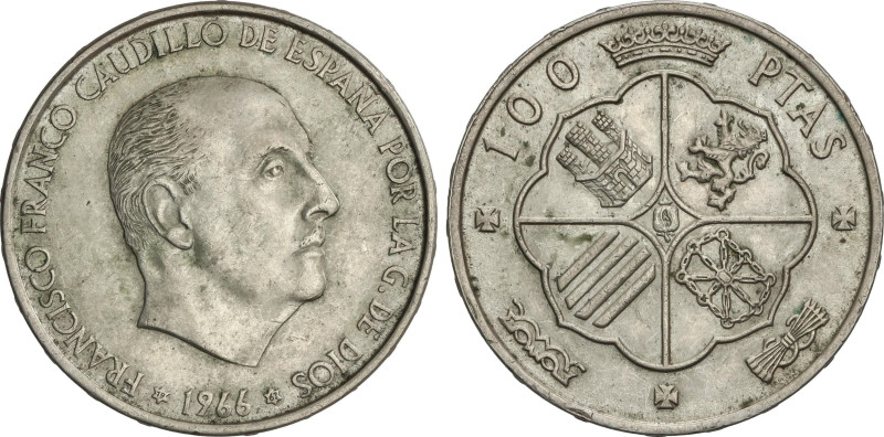 100 Pesetas. 1966. (*19-67). AR. Variante disposición de la leyenda del canto. H...