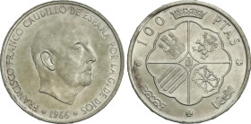 100 Pesetas. 1966 (*19-69). Palo curvo. EBC.