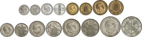 Serie 8 monedas 10 Céntimos a 100 Pesetas. (*71). En tira original F.N.M.T. La de 100 Pesetas (*19-70).