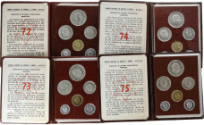 Lote 4 Series 6 monedas 10 Céntimos a 50 Pesetas. (*72, 73, 74, 75). En carteras originales F.N.M.T. PRUEBAS.