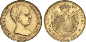 20 Pesetas. 1887 (*19-62). P.G.-V. SC-.