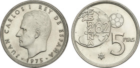 5 Pesetas. 1975 (*80). ERROR DEL MUNDIAL. HG-388a. EBC+.
