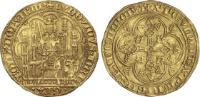 Chaise d´ or (Goldener Schild). 1314-1347 d.C. LUDWIG IV. BAYERN. ANTWERPEN. 4,48 grs. AU. RARA. Delmonte-223 (R1); Fr- 176. MBC+.