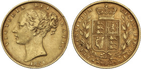Sovereign. 1854. VICTORIA. 7,91 grs. AU. WW incuso. Fr-387e; KM-736.1. MBC.