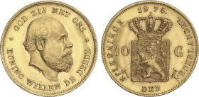 10 Gulden. 1875. WILLEM III. 6,69 grs. AU. Fr-342; KM-105. EBC+.