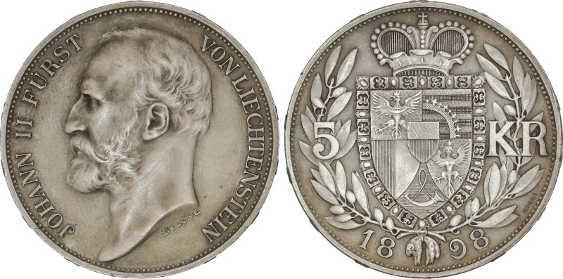 Essai 5 Kronen. 1898. JOHANN II (1858-1929). VIENNA. 24,95 grs. AR. Tirada máxim...