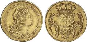 1/2 Escudo (800 Reis). 1732. JOAO V. 1,83 grs. AU. Fr-92; KM-218. MBC+.
