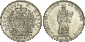 5 Lire. 1898-R. ROMA. 24,18 grs. AR. RARA. KM-6. EBC-.