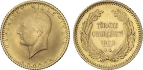25 Kurush. 1923/44. 1,8 grs. AU. Kemal Atatürk. Fr-207; KM-851. EBC.