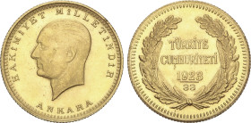 100 Kurush. 1923/33. 7,19 grs. AU. Kemal Atatürk. Brillo original. (Golpecitos). Fr-205; KM-855. EBC.