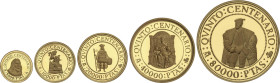 Lote 5 monedas 5.000, 10.000, 20.000, 40.000 y 80.000 Pesetas. 1990. AU. II Serie completa en oro: Carlos I, Felipe II, Tupac Amaru, Quauhtemoc, Felip...