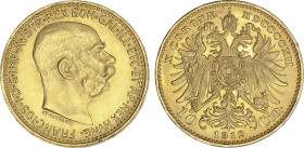10 Coronas. 1912. FRANZ JOSEPH I. 3,39 grs. AU. Reacuñación oficial (Restrike). Fr-513R; KM-2816. SC-/SC.