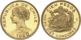 100 Pesos. 1960. SANTIAGO. 20,33 grs. AU. Fr-54; KM-175. SC-.