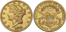 20 Dollars. 1879-S. SAN FRANCISCO. 33,24 grs. AU. Liberty Head. (Golpecitos). Fr-177; KM-74.3. MBC+.