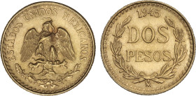 2 Pesos. 1945. 1,67 grs. AU. Reacuñación oficial (Restrike). Fr-170R; KM-461. SC-.