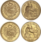 Lote 2 monedas 5 Soles. 1957 y 1965. Peso total: 4,67 grs. AU. Fr-82; KM-236. SC.