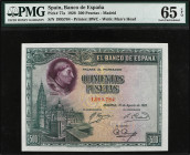 500 Pesetas. 15 Agosto 1928. Cardenal Cisneros. Precintado y garantizado por PMG como 65 EPQ Gem Uncirculated (nº 77a65E1906012027G). Ed-356. SC .