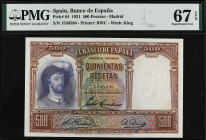 500 Pesetas. 25 Abril 1931. Elcano. Precintado y garantizado por PMG como 67 SUPERB GEM UNC. EPQ. (nº 1906992-010). Ed-361. SC.
