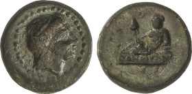 AE 20. Siglo I a.C. ODESSOS. TRACIA. Anv.: Cabeza laureada de Apolo a derecha. Rev.: Odessos reclinado a izquierda sosteniendo cornucopia, abajo leyen...