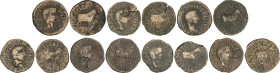 Lote 7 monedas As. 14-36 d.C. ÉPOCA DE TIBERIO. CALAGURRIS (CALAHORRA, La Rioja). Anv.: TI. CAESAR DIVI. AVG. F. AVGVSTVS. Cabeza laureada de Tiberio ...
