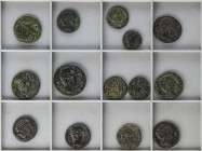 Lote 14 monedas Semis y As. BASCUNES, BELIGIOM, ILTIRTA, SECAISA, SECOBIRICES, SETEISCEN. AE. A EXAMINAR. BC a MBC-.