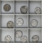 Lote 10 monedas tipo Dirham. AR. Contiene 2 Dirhams de Abderrahman III con fecha 337H y 246H; 3 de al-Haqem II con fecha 356H, 357, 358; 5 de Hixem II...