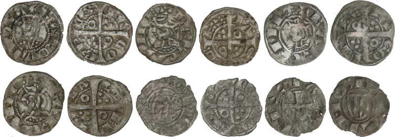 Lote 6 monedas Diner de doblenc y Diner de tern (5). JAUME I. BARCELONA. Ve. A E...