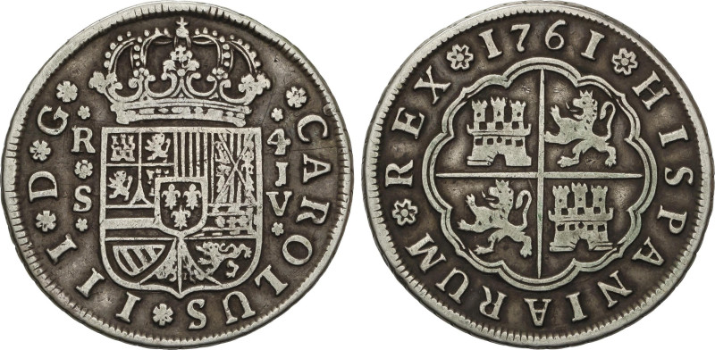 4 Reales. 1761. SEVILLA. J.V. 13,08 grs. AC-977. MBC.