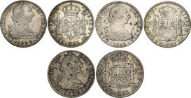 Lote 3 monedas 8 Reales. 1774, 1779 y 1783. MÉXICO. 1774 F.M., 1779 F.F. y 1783 F.F. Todas con resellos chinos. A EXAMINAR. AC-1108, 1118, 1124. MBC-....