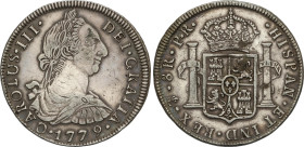 8 Reales. 1779. POTOSÍ. P.R. 26,66 grs. Pátina. AC-1176. MBC+.