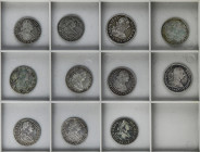 Lote 11 monedas 2 Reales. 1790 a 1808. LIMA (2), MADRID (8), POTOSÍ. Alguna fecha repetida. A EXAMINAR. BC a MBC.