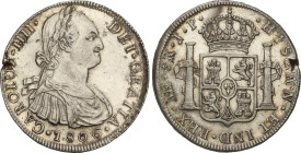 8 Reales. 1806. LIMA. J.P. 26,7 grs. (Pequeña grieta en canto y algo limpiada). AC-926. MBC+.