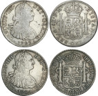 Lote 2 monedas 8 Reales. 1794, 1797. MÉXICO. F.M. 26,79 y 26,36 grs. AC-956, 960. MBC- a MBC.