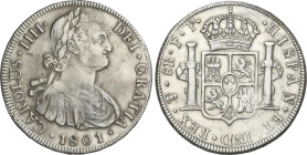 8 Reales. 1801. POTOSÍ. P.P. 26,79 grs. (Pequeñas rayitas). AC-1005. MBC.