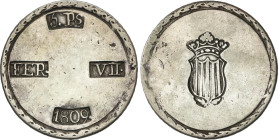 5 Pesetas. 1809. TARRAGONA. 26,57 grs. Cero de la fecha grande y escudo ancho. AC-1429. MBC.