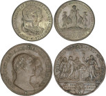 Lote 2 medallas. 1816 y 1819. BODA REAL. Ø 34 y 44 mm. Incluye: Boda Real Fernando VII e Isabel de Braganza 1816 CADIZ (RAH-500; V-324) en bronce plat...