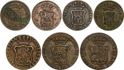 Lote 7 monedas 3 (4) y 6 Cuartos (3). 1836 a 1846. BARCELONA. 3 Cuartos: 1836, 1837, 1841 y 1846; 6 Cuartos: 1841, 1843 (barras listadas) y 1846 (7 pe...