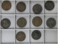 Lote 10 monedas 6 Cuartos. 1838, 41 (2), 42, 43, 44, 45, 46 (3). BARCELONA. A EXAMINAR. MBC- a MBC+.