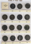Lote 36 monedas 8 Maravedís. 1835 a 1850. BARCELONA (3), JUBIA, SEGOVIA. 9,53 grs. A EXAMINAR. BC a MBC.