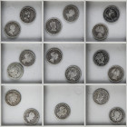 Lote 17 monedas 2 Reales. 1847 a 1861. BARCELONA, MADRID y SEVILLA. Alguna fecha repetida. A EXAMINAR. BC+ a MBC-.