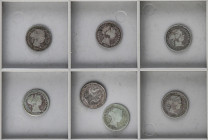 Lote 7 monedas 2 Reales (6), 20 Céntimos de Escudo. 1852, 54, 55, 59, 61, 62, 68. MADRID. A EXAMINAR. AC-367, 369, 370, 374, 376, 377, 407. BC+ a MBC-...