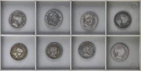 Lote 8 monedas 4 Reales. 1835, 36, 38, 48, 49, 52, 53, 54. MADRID. A EXAMINAR. AC-442, 443, 445, 453, 454, 457, 458, 459. BC a MBC+.