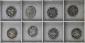Lote 8 monedas 4 Reales. 1857, 58, 59, 61, 62 (2), 63, 64. MADRID. A EXAMINAR. AC-463, 464, 465, 466, 467 (2), 468, 469. MBC- a MBC.