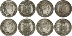 Lote 4 monedas 40 Céntimos de Escudo. 1865, 1866, 1867 y 1868 (*18-68). MADRID. A EXAMINAR. AC-500, 501, 502, 503. MBC a MBC+.