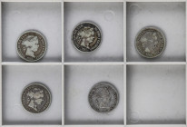 Lote 5 monedas 20 Centavos de Peso. 1864, 65, 66, 67, 68. MANILA. A EXAMINAR. AC-657, 658, 659, 660, 661. BC+ a MBC-.