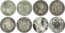 Lote 4 monedas 10 Reales. 1852, 1853, 1855, 1860. BARCELONA. A EXAMINAR. AC-507, 508, 510, 515. BC+ a MBC-.